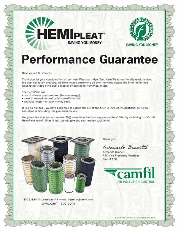 HemiPleat Filter Certificate